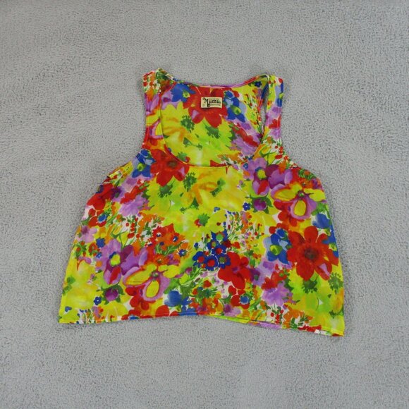 Show Me Your MuMu Tops - Show Me Your Mumu Top Womens M Yellow Floral Watercolor Sheer Chiffon Tank USA